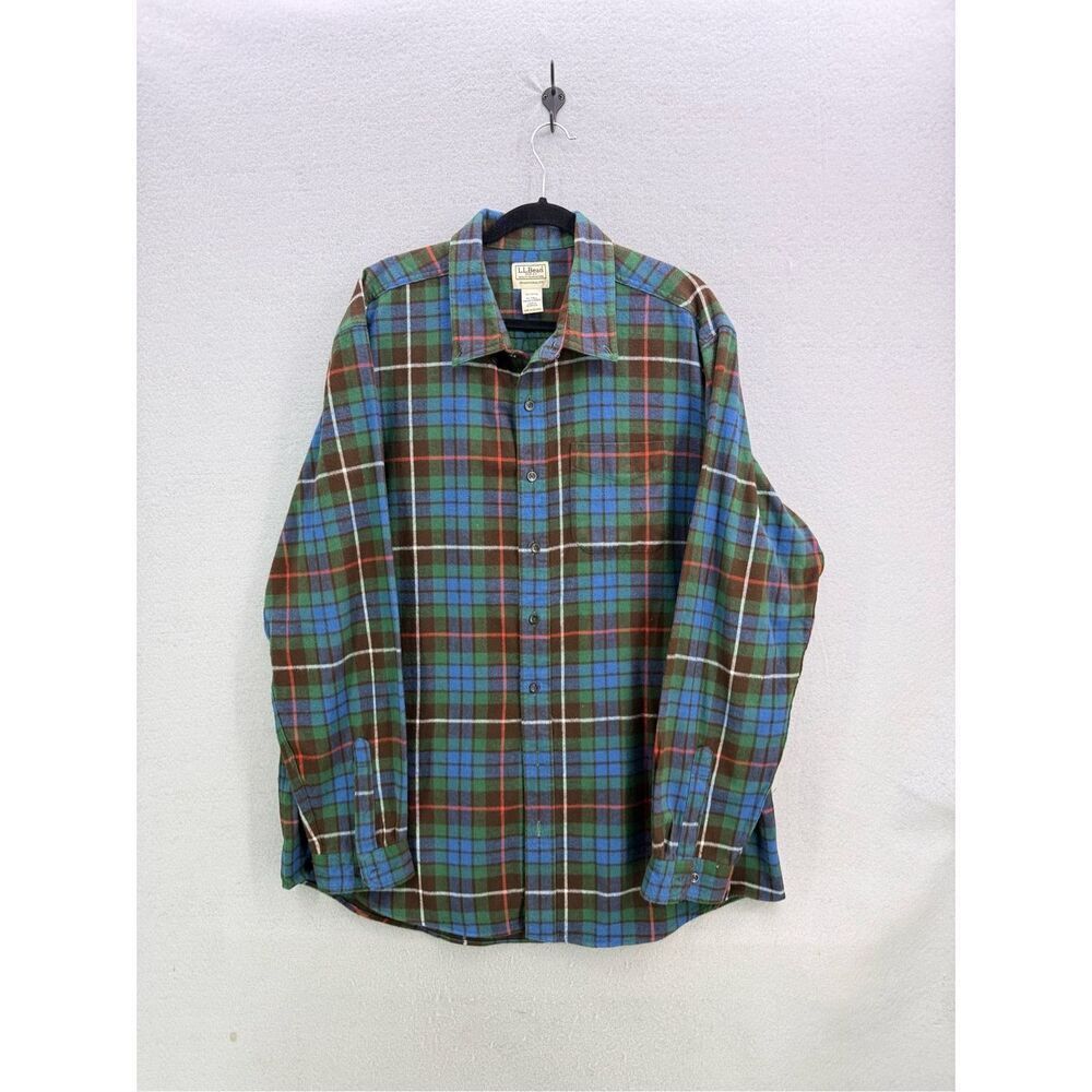 L.L. Bean Men's Plaid Casual Button Down Shirt - Blue, Green, Brown